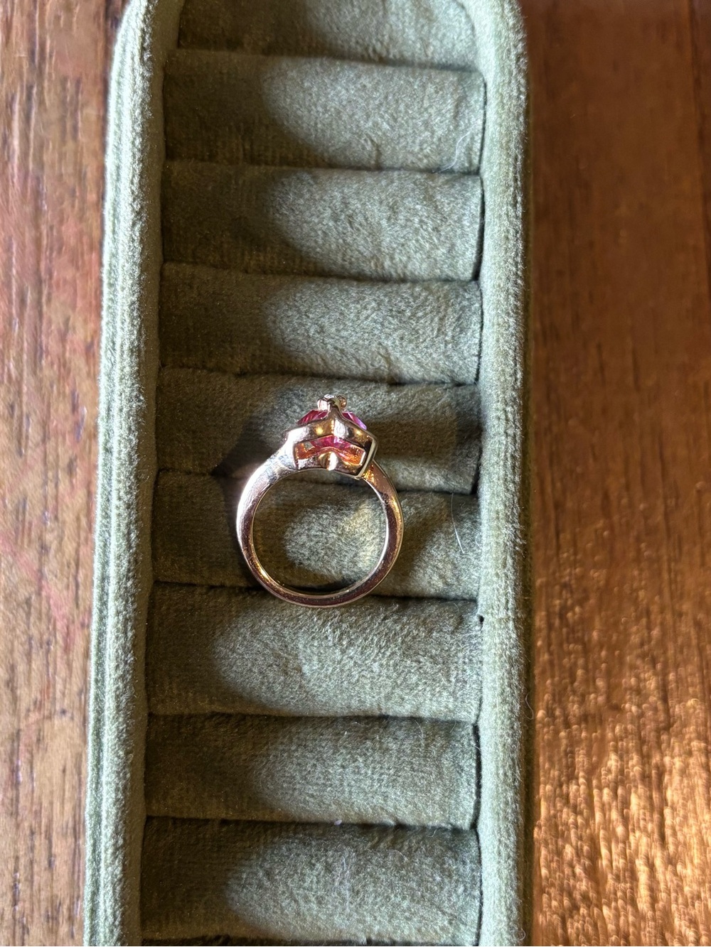 Vintage Pink Bezel Heart Ring - Picture 3 of 5
